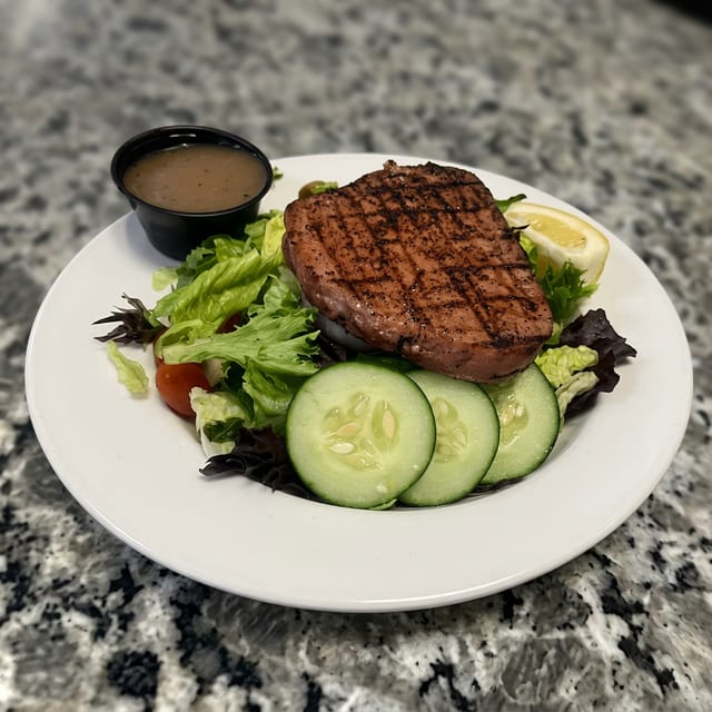 Grilled Ahi Tuna Steak or Norwegian Salmon Salad.